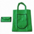 广州定做绿色平面塑料扣折叠购物袋 ED052