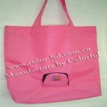 粉红色拉链手提无纺布折叠购物袋 BD085
